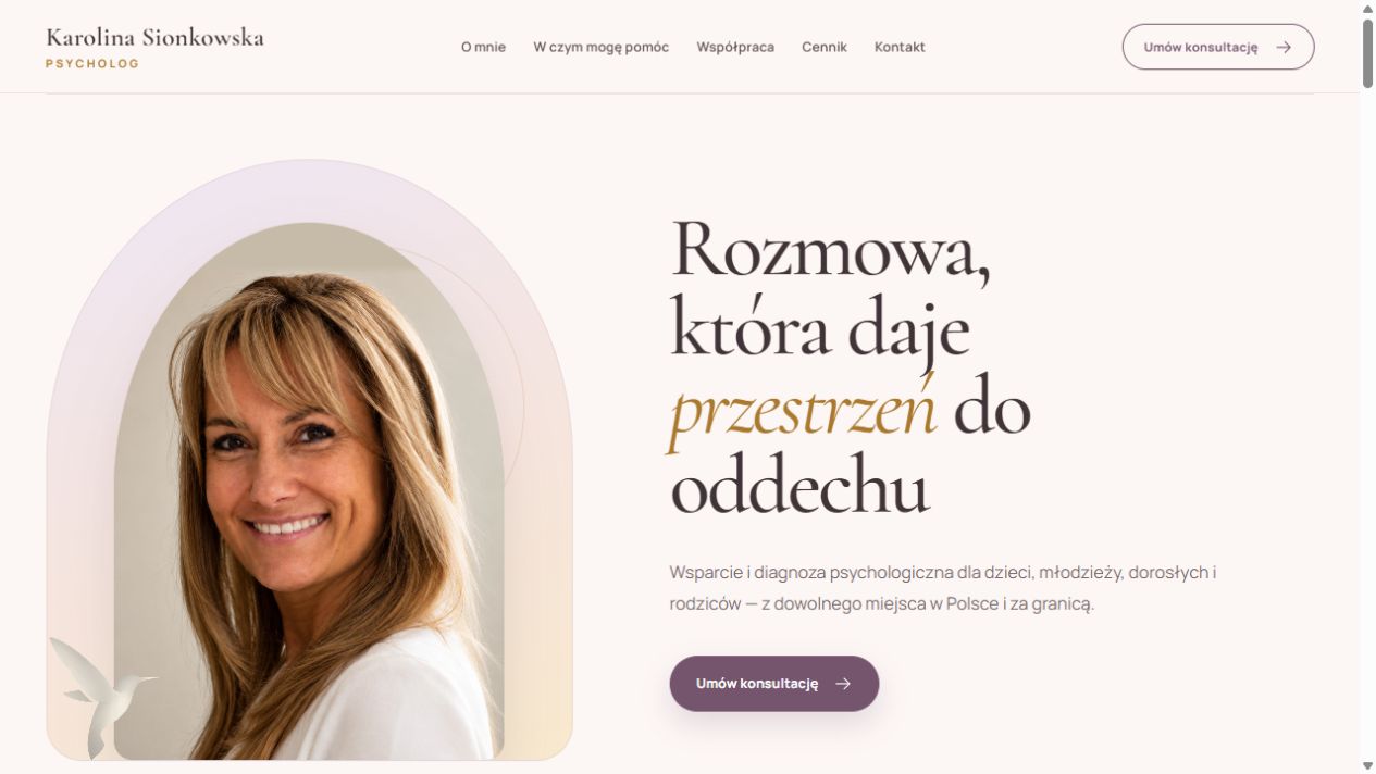 Podgląd strony karolinasionkowska.pl