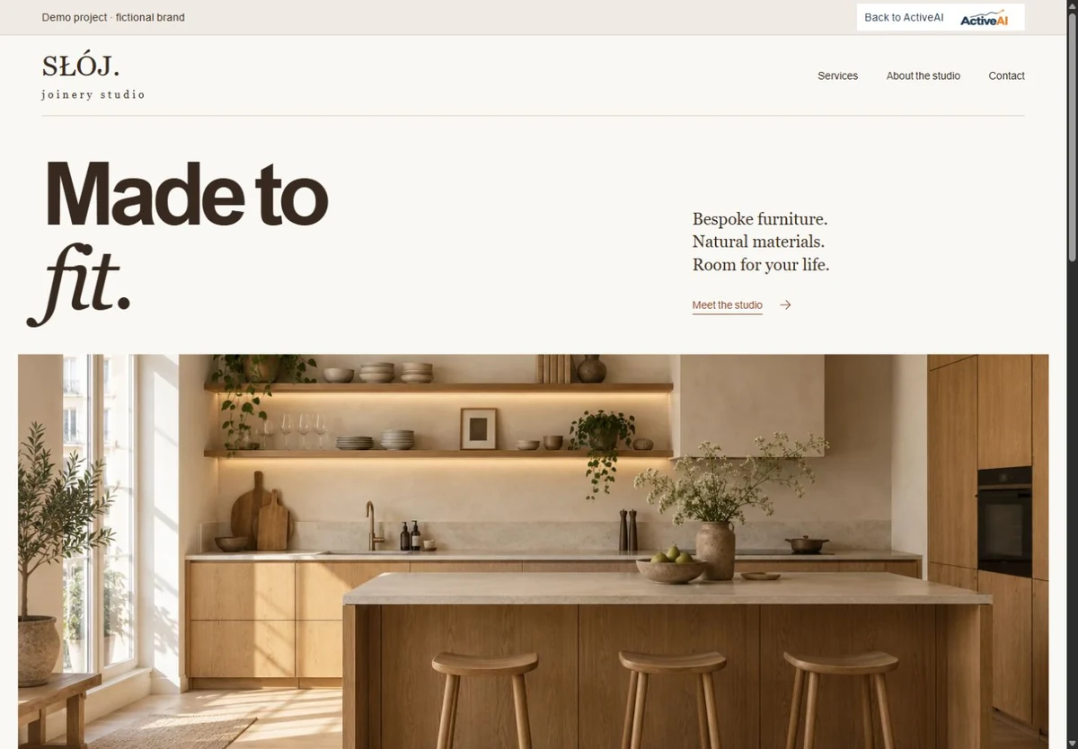 SŁÓJ carpentry workshop website preview