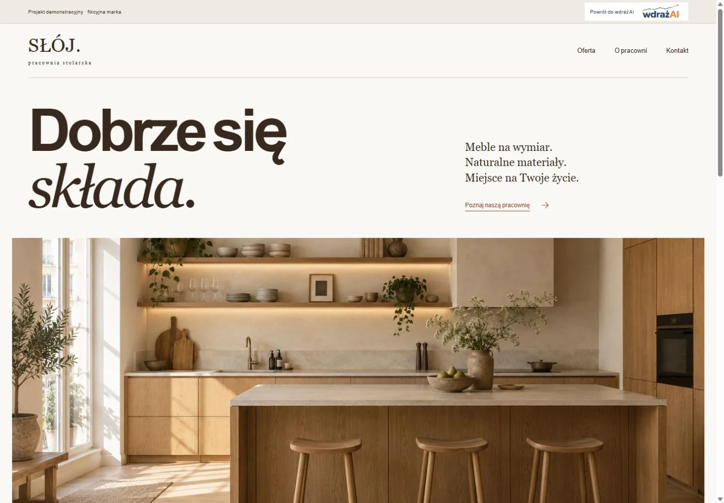Podgląd strony SŁÓJ · pracownia stolarska